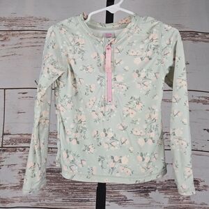 Rufflebutts girl's long sleeve rashguard floral print blue Size 3T